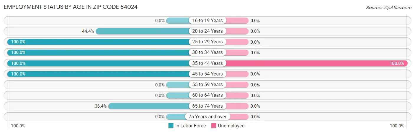 Employment Status by Age in Zip Code 84024