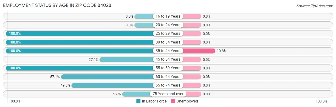 Employment Status by Age in Zip Code 84028
