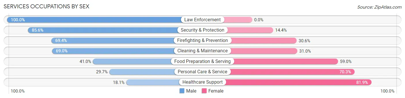 Services Occupations by Sex in Zip Code 84032