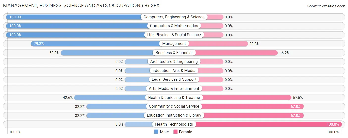 Management, Business, Science and Arts Occupations by Sex in Zip Code 84033