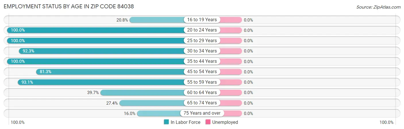 Employment Status by Age in Zip Code 84038