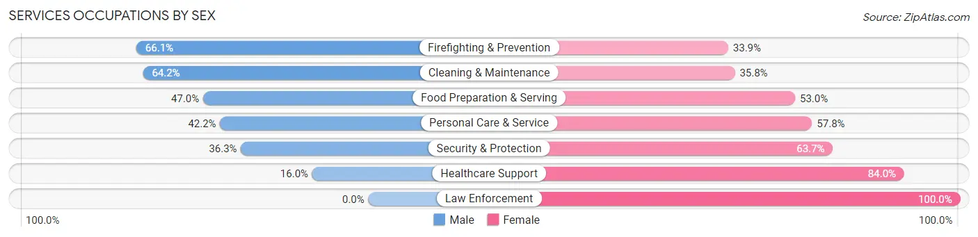 Services Occupations by Sex in Zip Code 84054