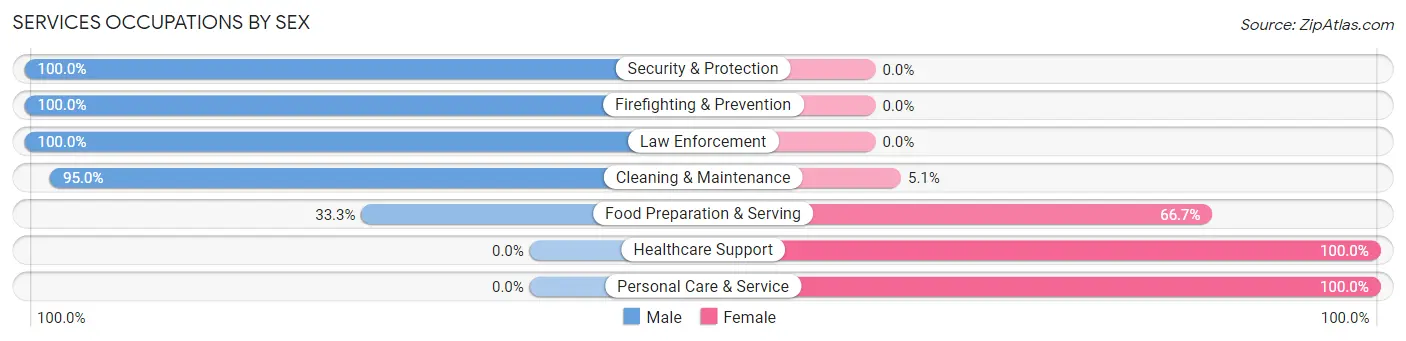 Services Occupations by Sex in Zip Code 84055