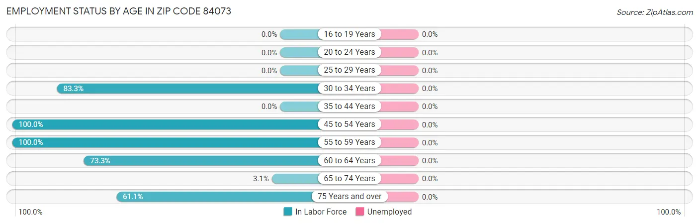 Employment Status by Age in Zip Code 84073