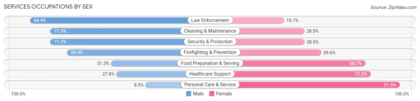 Services Occupations by Sex in Zip Code 84074