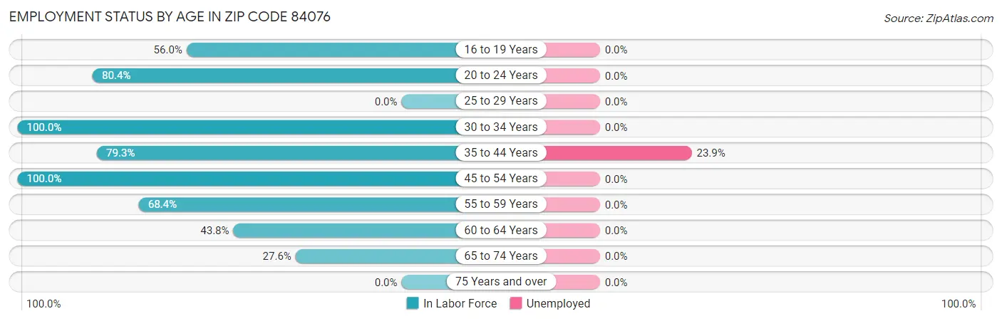 Employment Status by Age in Zip Code 84076