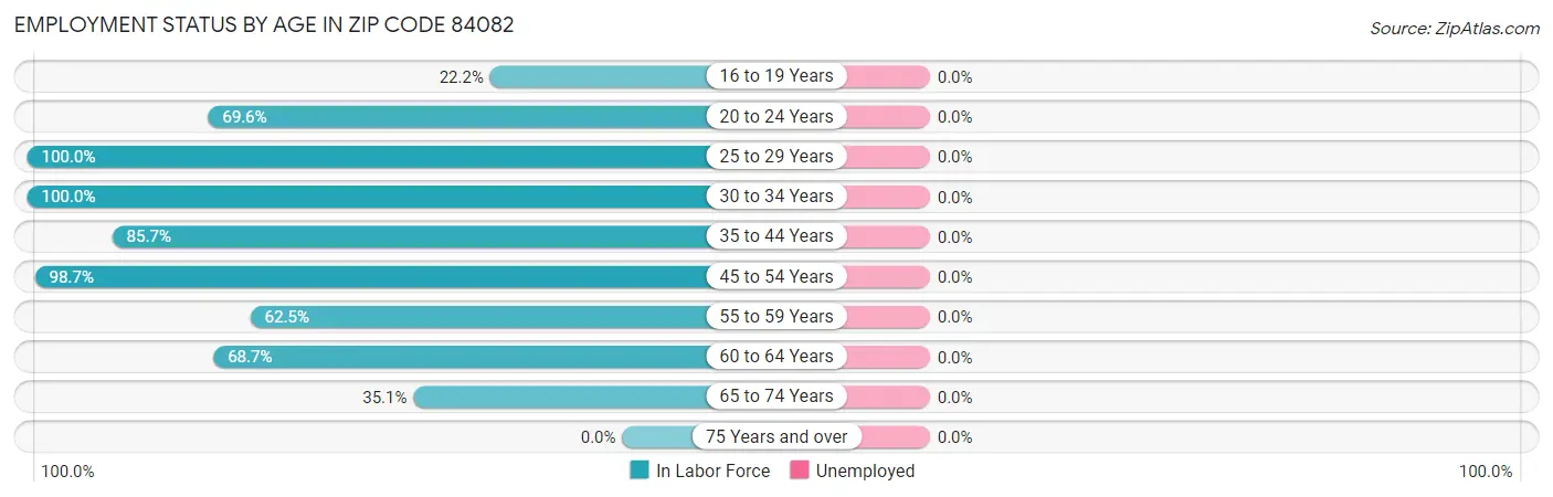 Employment Status by Age in Zip Code 84082