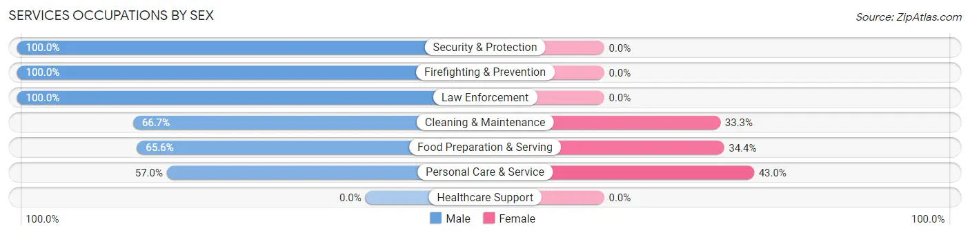 Services Occupations by Sex in Zip Code 84083