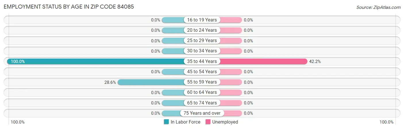 Employment Status by Age in Zip Code 84085
