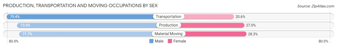 Production, Transportation and Moving Occupations by Sex in Zip Code 84093
