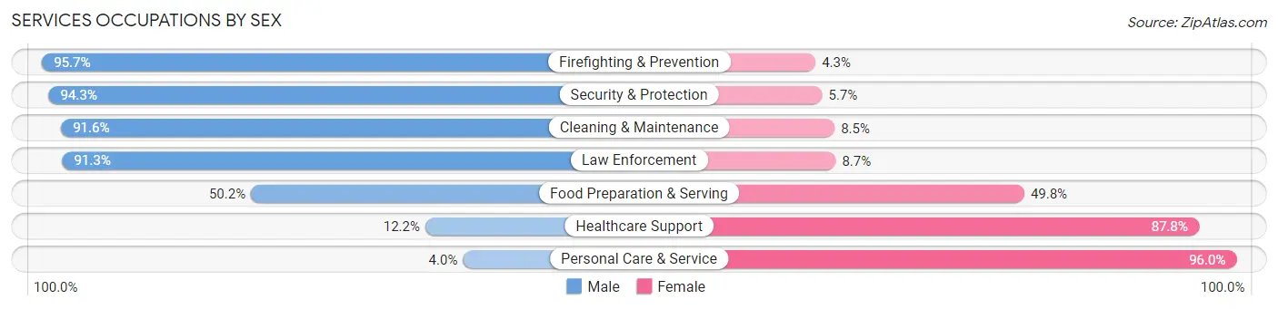 Services Occupations by Sex in Zip Code 84095