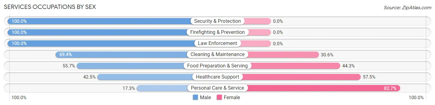 Services Occupations by Sex in Zip Code 84105
