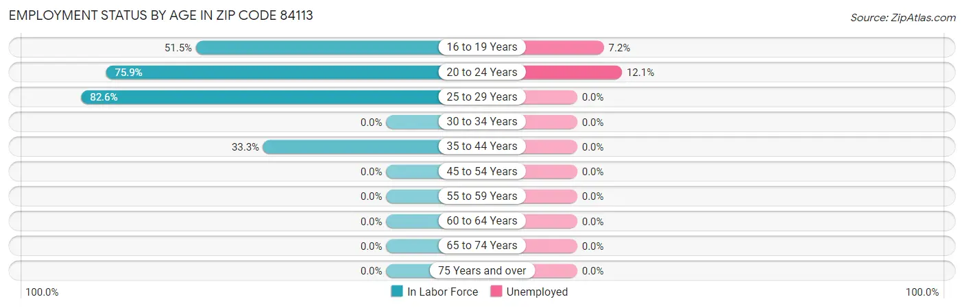 Employment Status by Age in Zip Code 84113