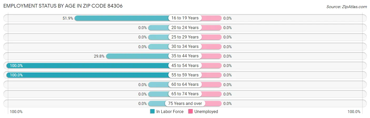 Employment Status by Age in Zip Code 84306