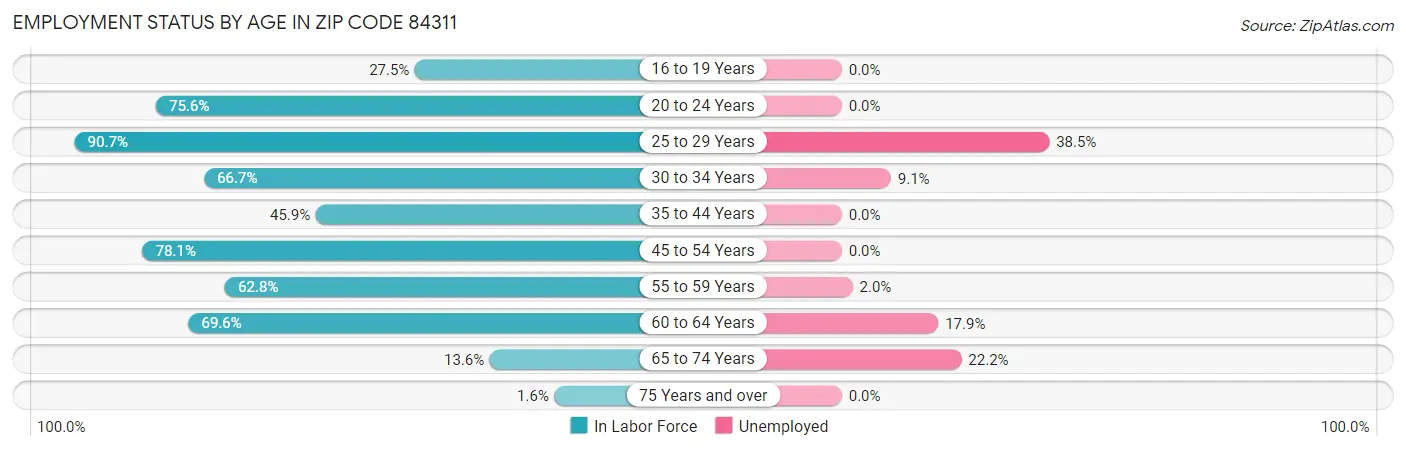 Employment Status by Age in Zip Code 84311