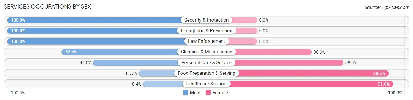 Services Occupations by Sex in Zip Code 84319