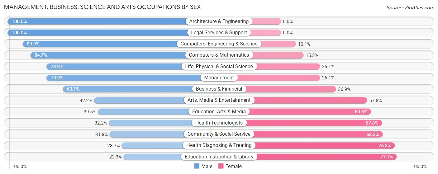 Management, Business, Science and Arts Occupations by Sex in Zip Code 84335