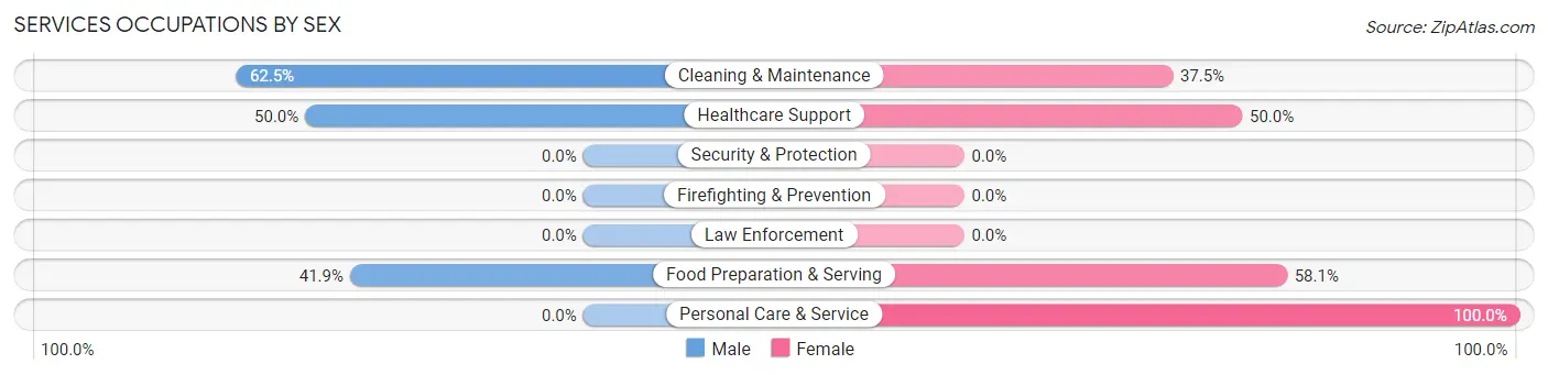 Services Occupations by Sex in Zip Code 84338