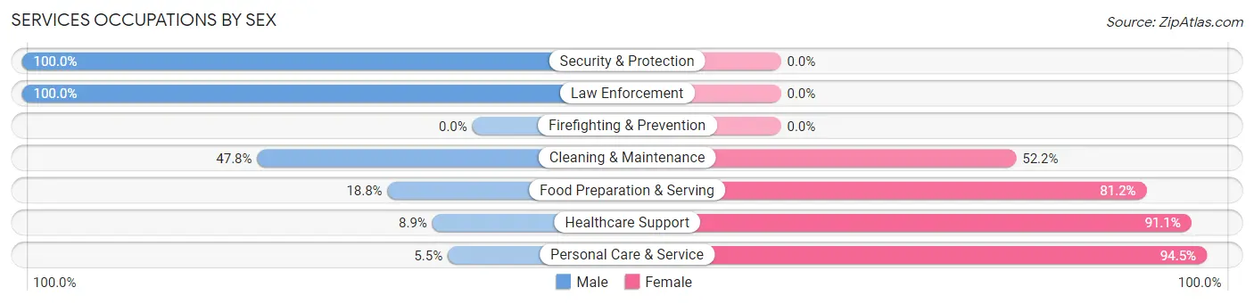 Services Occupations by Sex in Zip Code 84339