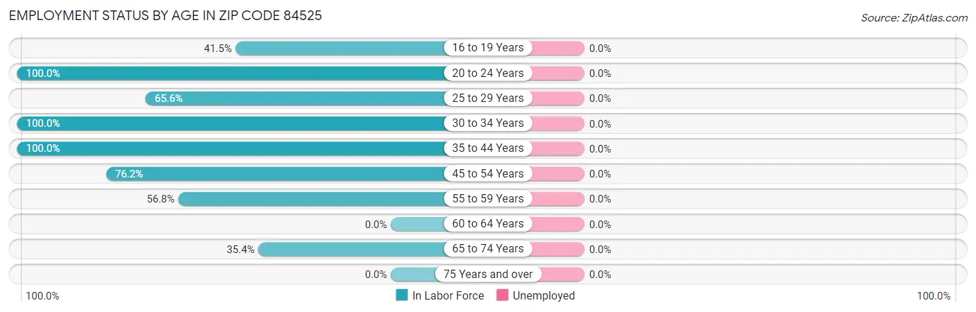 Employment Status by Age in Zip Code 84525