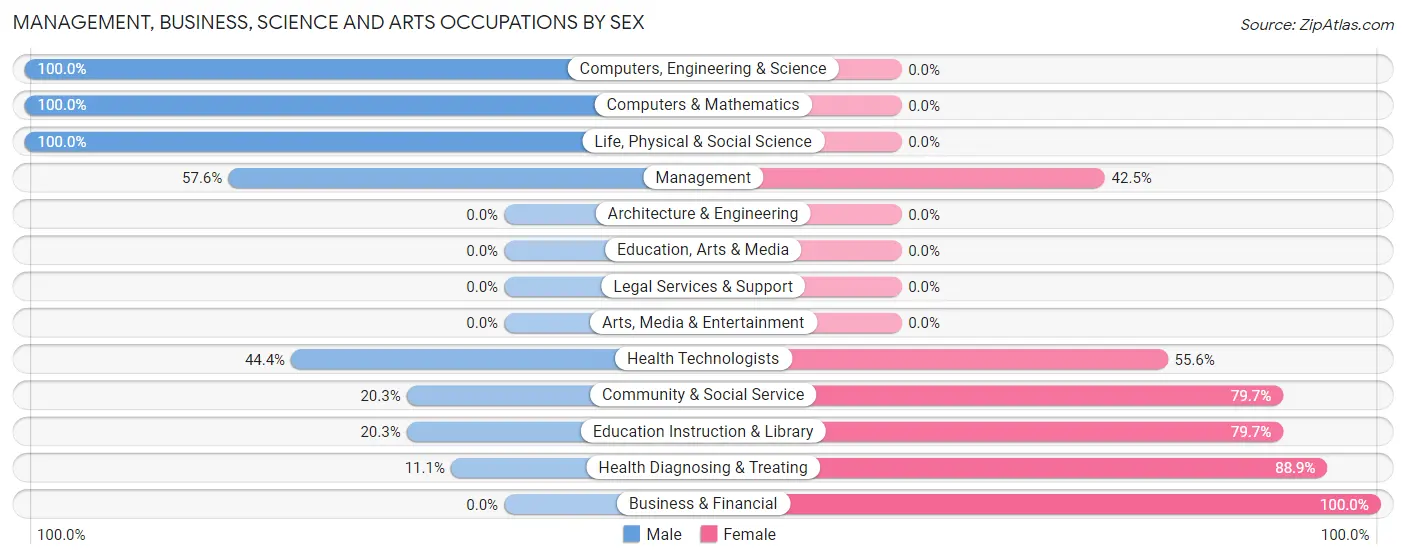 Management, Business, Science and Arts Occupations by Sex in Zip Code 84528