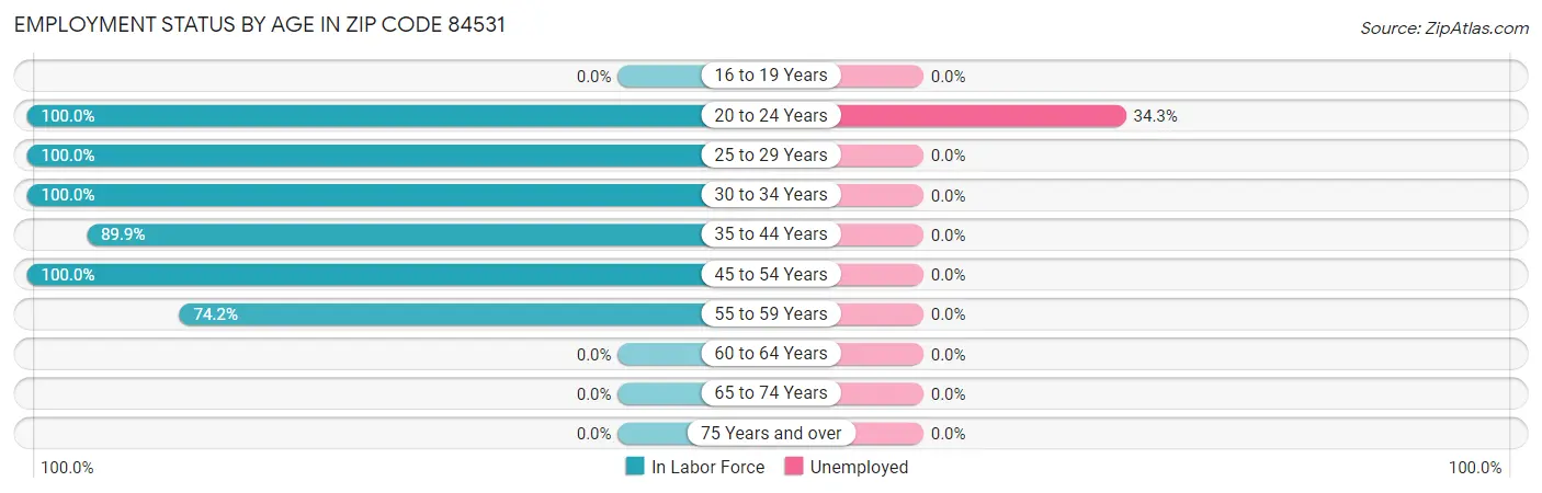 Employment Status by Age in Zip Code 84531