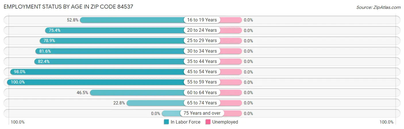 Employment Status by Age in Zip Code 84537