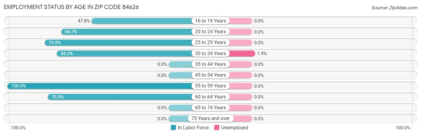 Employment Status by Age in Zip Code 84626