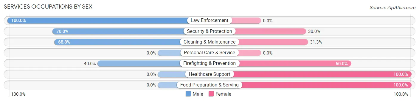 Services Occupations by Sex in Zip Code 84628