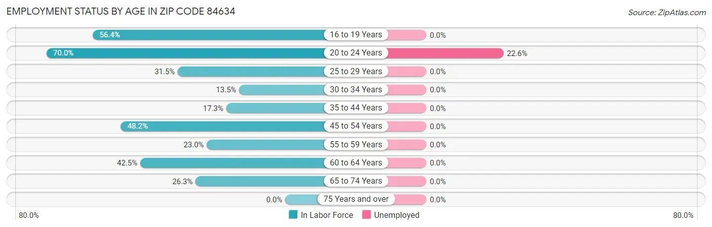 Employment Status by Age in Zip Code 84634