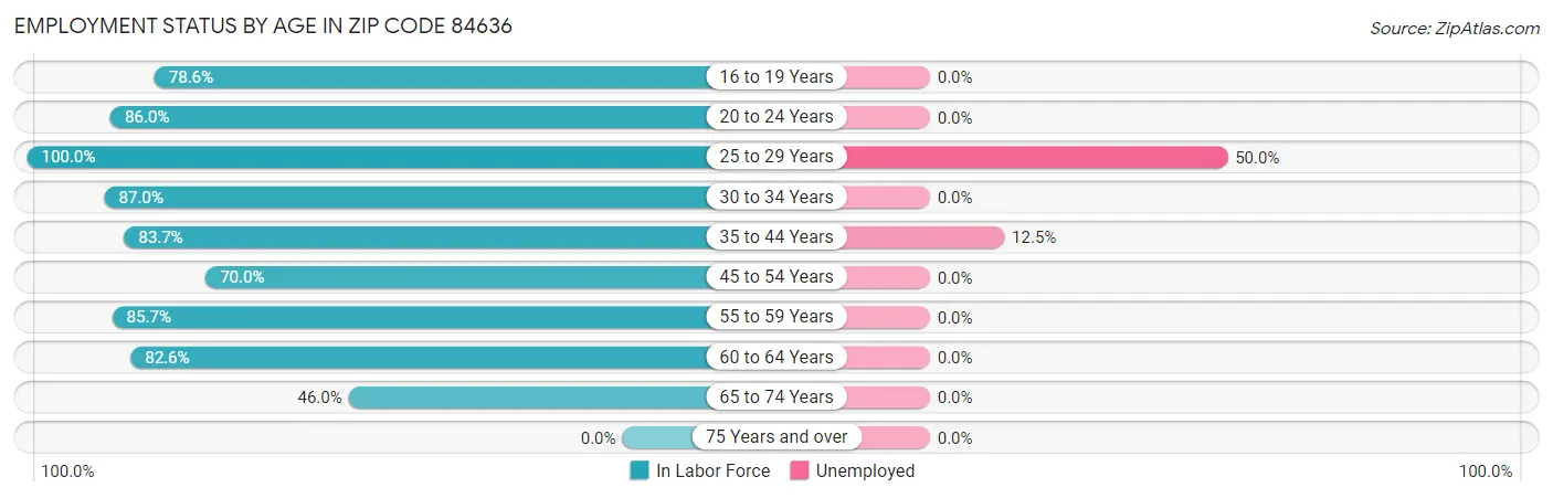 Employment Status by Age in Zip Code 84636