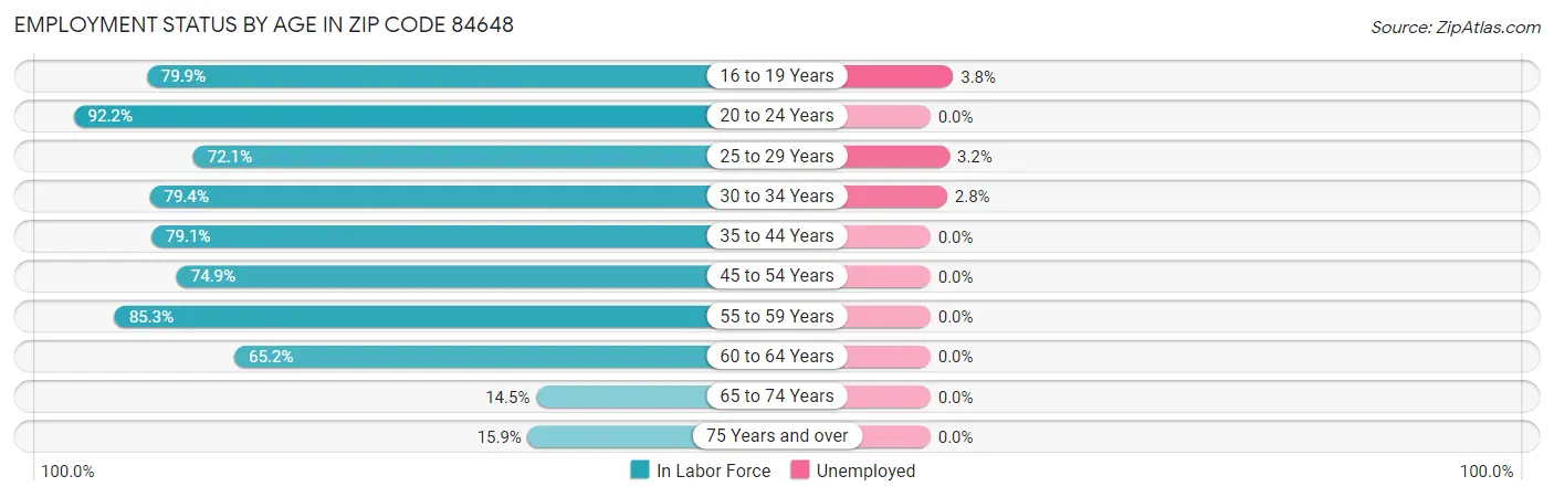 Employment Status by Age in Zip Code 84648