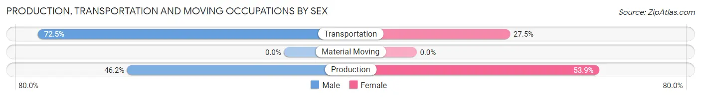 Production, Transportation and Moving Occupations by Sex in Zip Code 84649