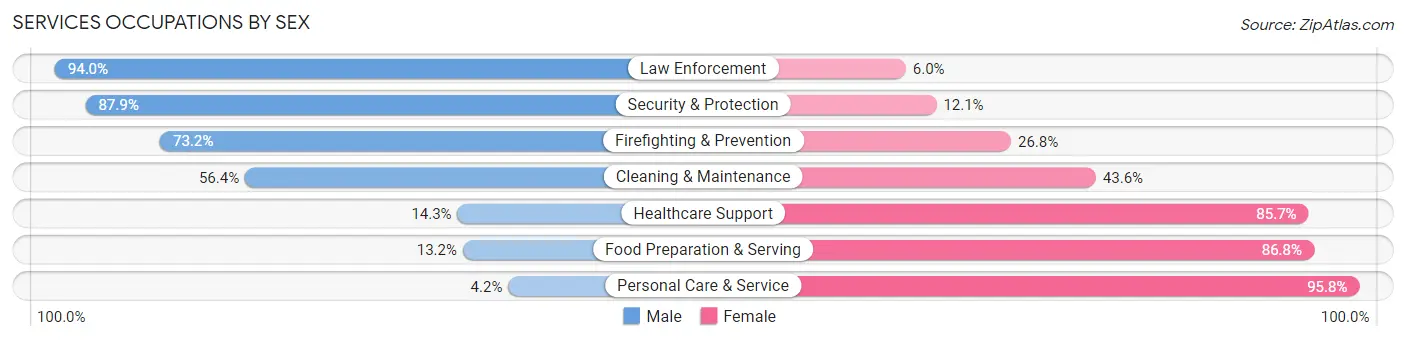 Services Occupations by Sex in Zip Code 84653