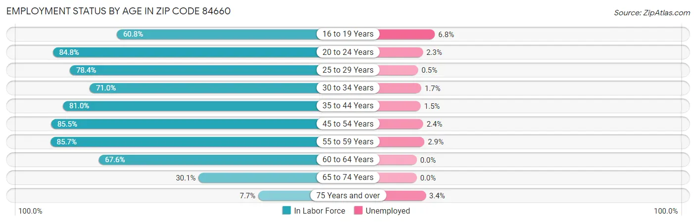 Employment Status by Age in Zip Code 84660