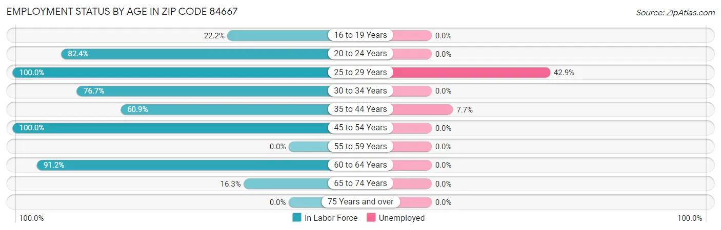Employment Status by Age in Zip Code 84667