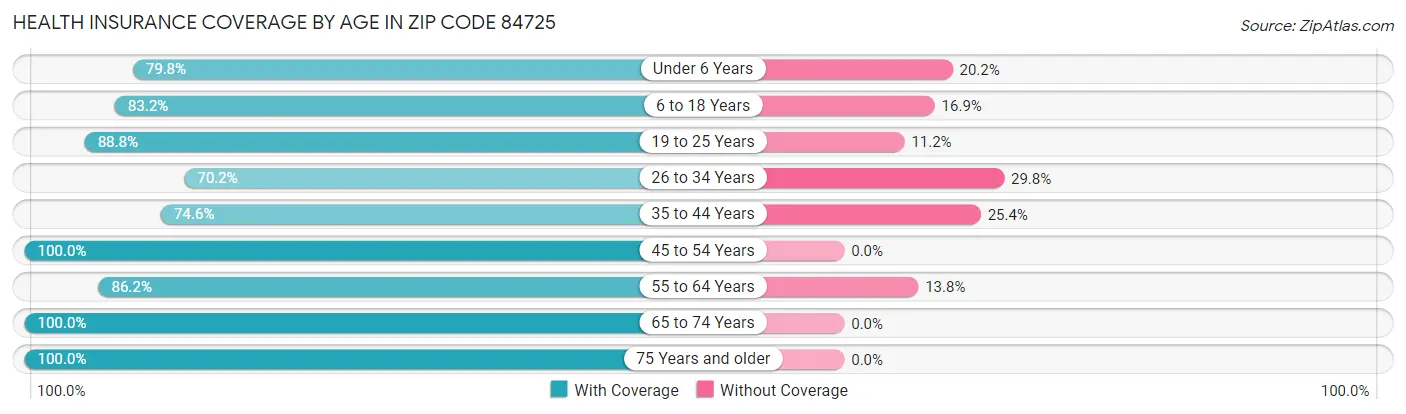 Health Insurance Coverage by Age in Zip Code 84725