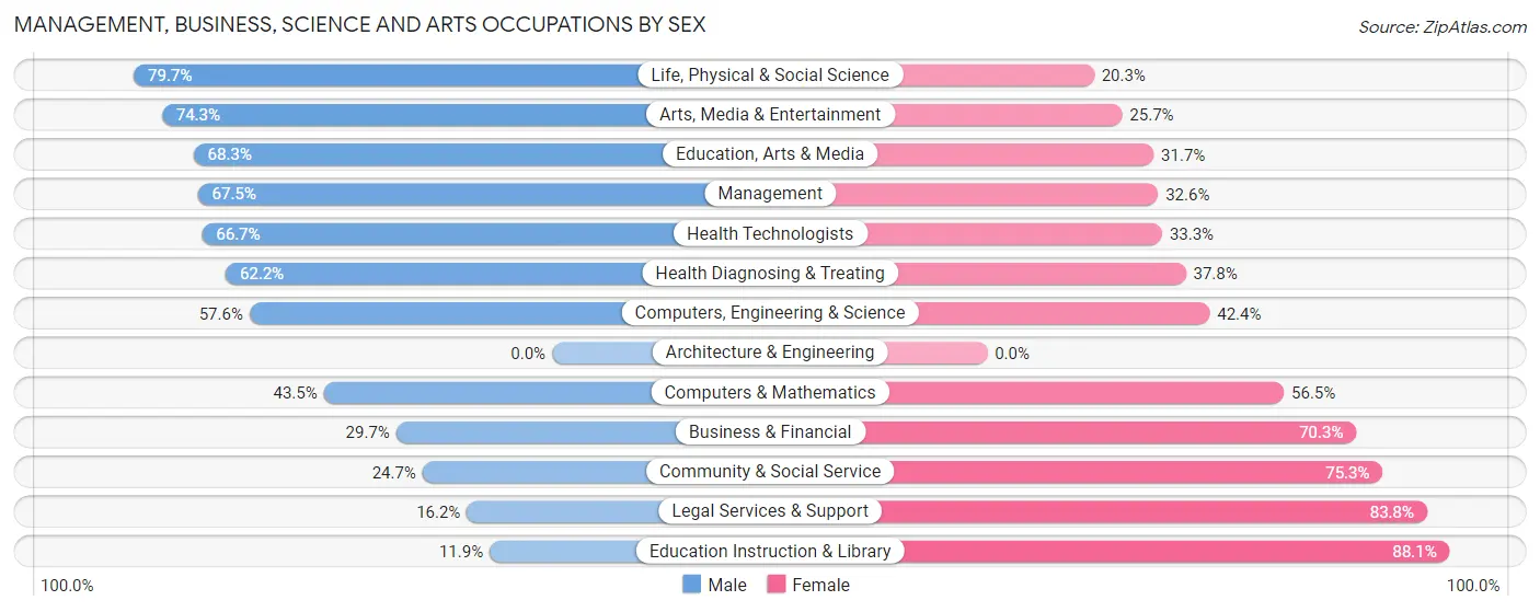 Management, Business, Science and Arts Occupations by Sex in Zip Code 84741