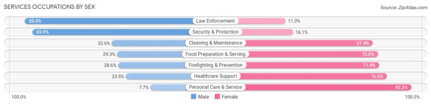 Services Occupations by Sex in Zip Code 84754