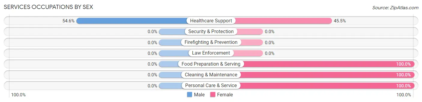 Services Occupations by Sex in Zip Code 84757