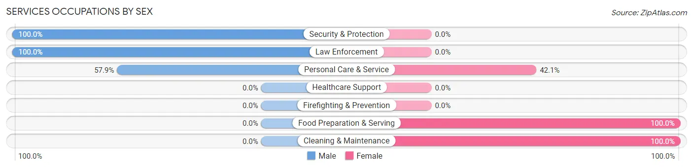 Services Occupations by Sex in Zip Code 84758