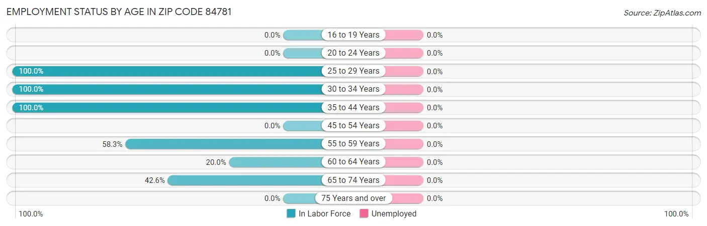 Employment Status by Age in Zip Code 84781