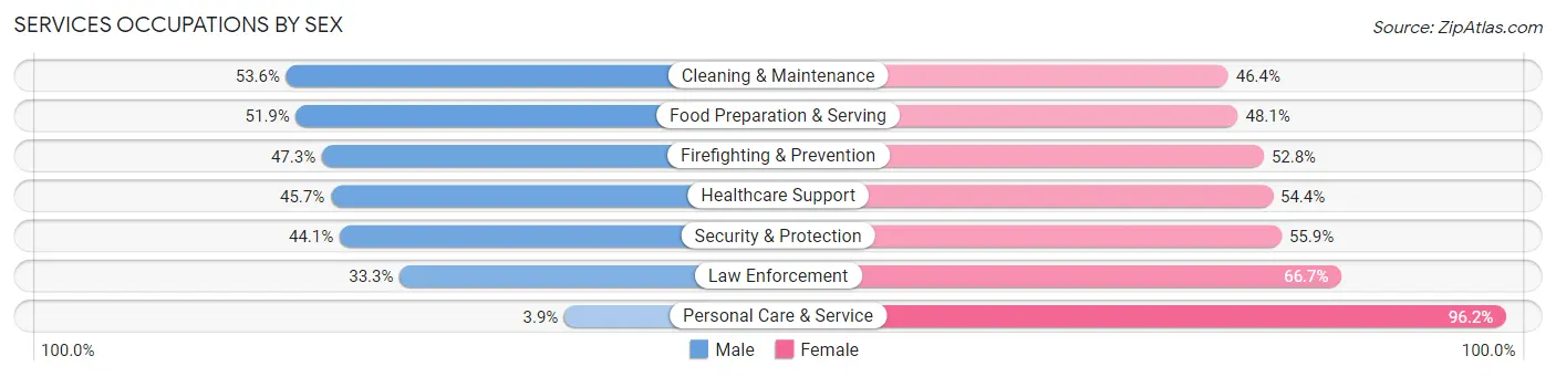 Services Occupations by Sex in Zip Code 85003