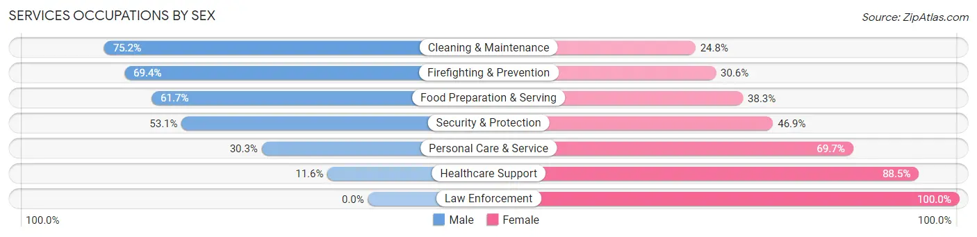 Services Occupations by Sex in Zip Code 85023