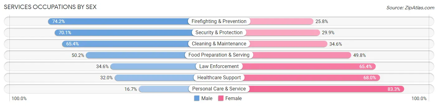 Services Occupations by Sex in Zip Code 85029