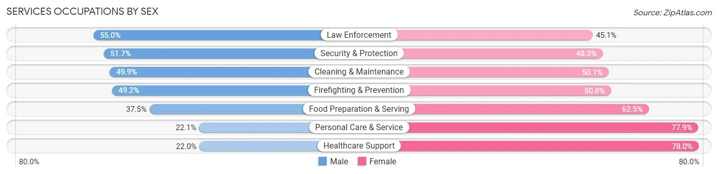 Services Occupations by Sex in Zip Code 85041