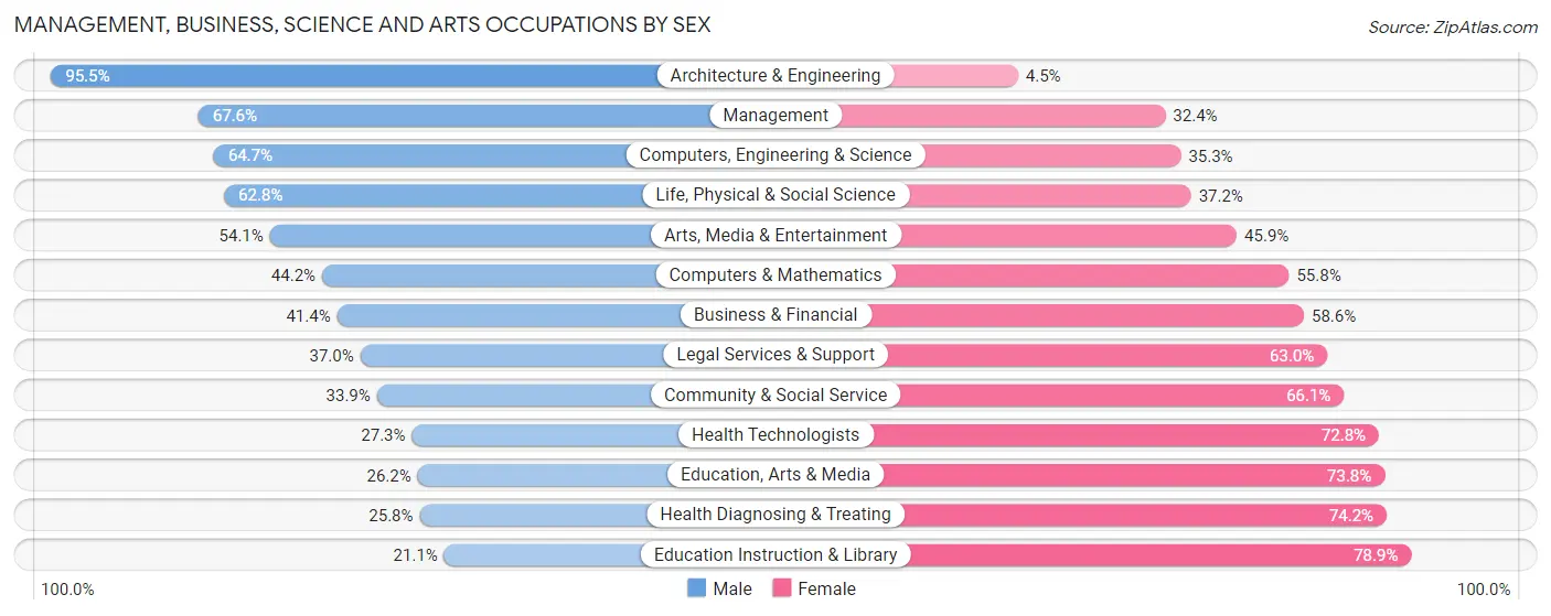 Management, Business, Science and Arts Occupations by Sex in Zip Code 85086