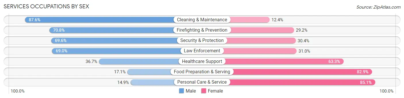 Services Occupations by Sex in Zip Code 85128