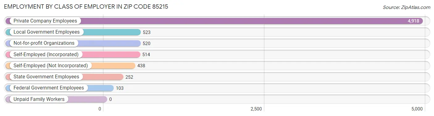 Employment by Class of Employer in Zip Code 85215