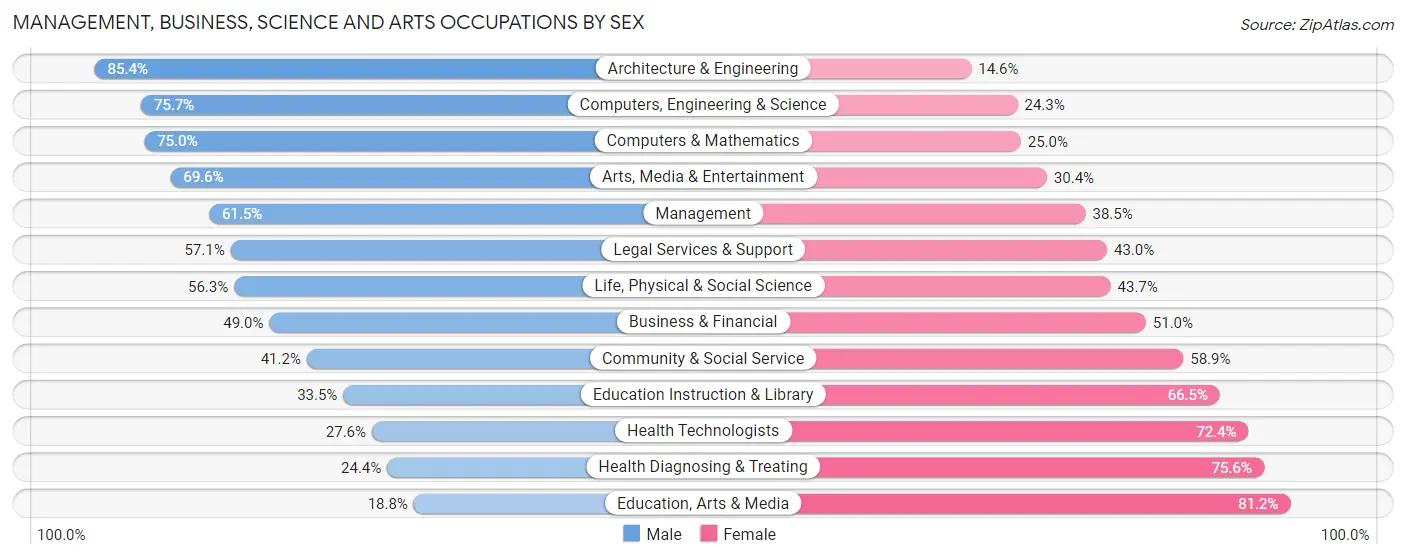 Management, Business, Science and Arts Occupations by Sex in Zip Code 85282